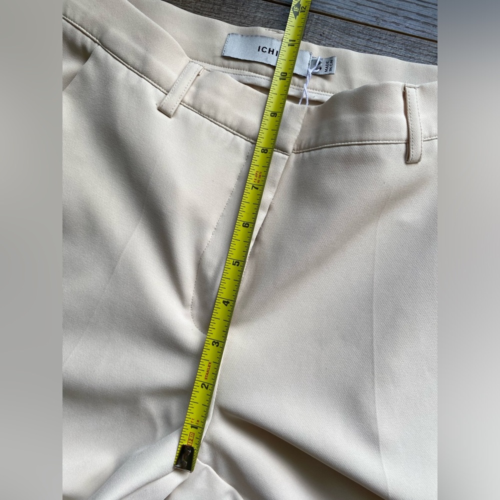 NWOT ICHI IHLEXI TROUSERS, beige/ neutral, slight crop, mid rise, straight leg - Picture 12 of 13